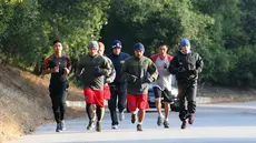 Manny Pacquiao bersama tim berlari di Griffith Park, Los Angeles, Amerika Serikat, (Istimewa).