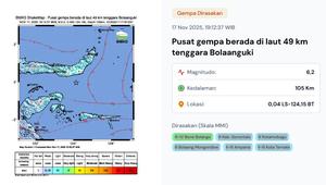 Gempa di Indonesia hari Senin (17/11/2025). (Dok. BMKG)