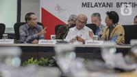 (ki-ka) Menpora Zainudin Amali, Menko PMK Muhadjir Effendy, Menkominfo  John G Plate, Ketum KONI Marciano Nurman saat hadir dalam rapat koordinasi tingkat menteri di Kantor Kemenkom PMK, Jakarta, Kamis (5/2/2020). (Liputan6.com/Faizal Fanani)