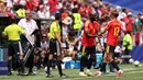 Lukaku bermain dari bangku cadangan menggantikan Charles De Ketelaere pada menit ke-65 ketika Belgia tertinggal 0-1 dari Mesir. (AFP/Getty Images/Fran Santiago)