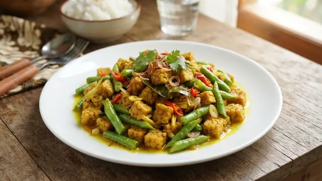 Tumis Tempe Buncis Bumbu Kuning Gurih