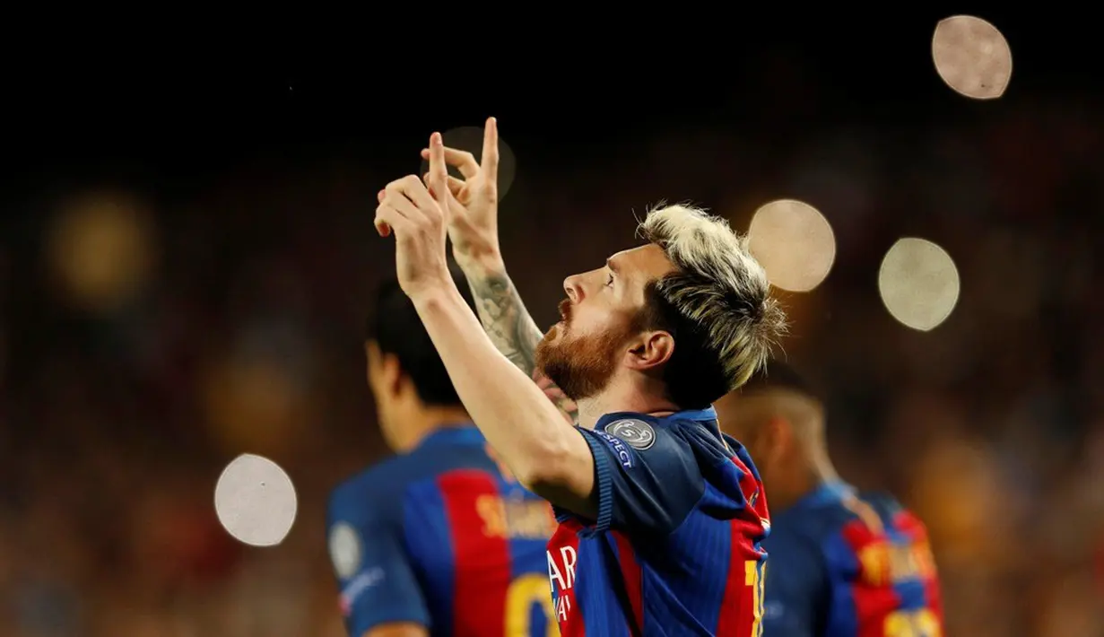 Hattrick Lionel Messi ke gawang Manchester City, Kamis (20/10/2016) dini hari WIB, merupakan yang ke-7 di Liga Champions sekaligus menjadi rekor pencetak hattrick terbanyak. (Action Images via Reuters/John Sibley)