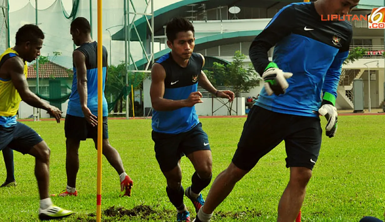 Andik Vermansyah berlatih di lapangan Inspen, Putrajaya, Malaysia, jelang pertandingan melawan Timnas Singapura, rabu 28 November 2012 di Stadion Bukit Jalil, Kuala Lumpur Malaysia.
