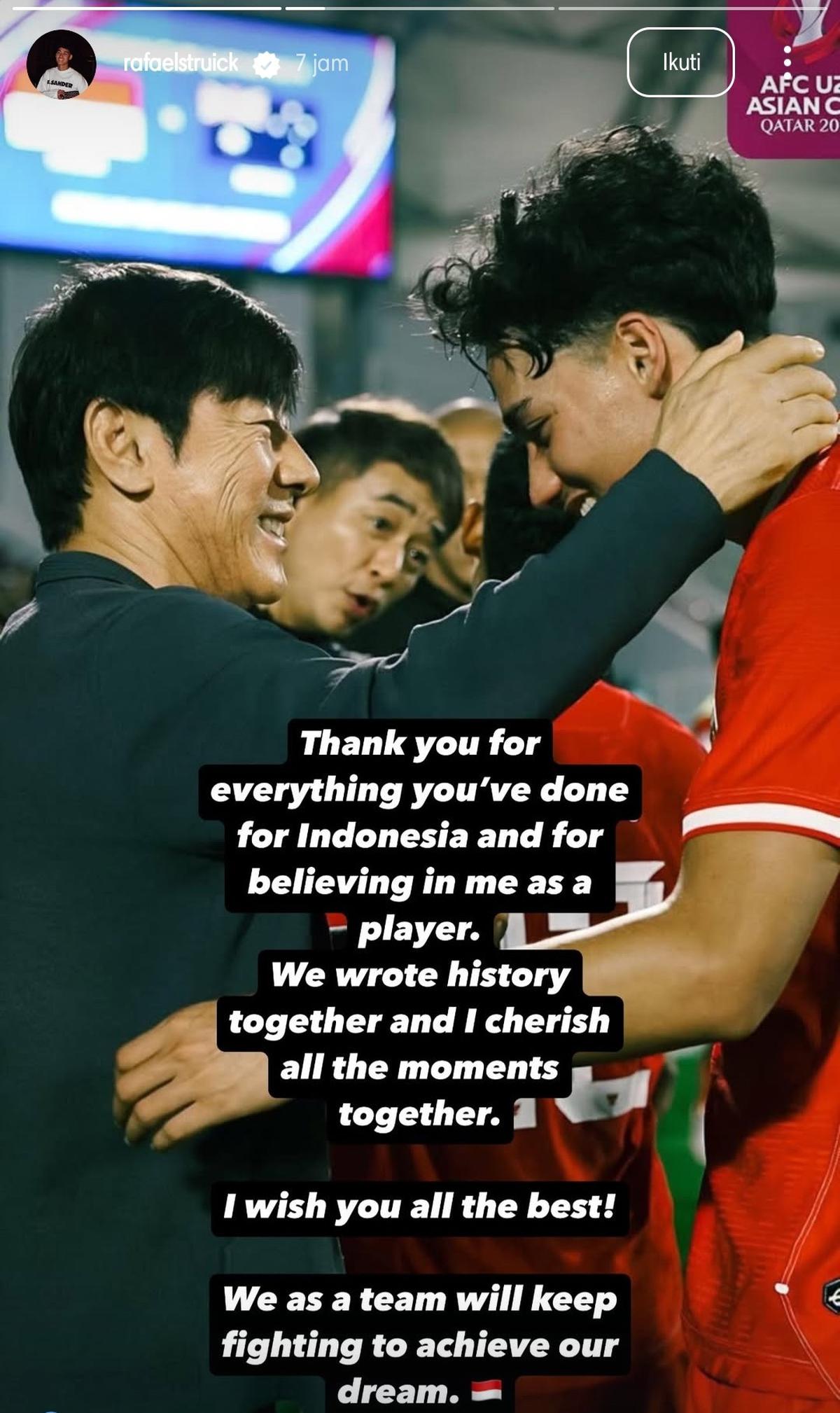 Pesan perpisahan emosional pemain TImnas Indonesia ke Shin Tae-yong