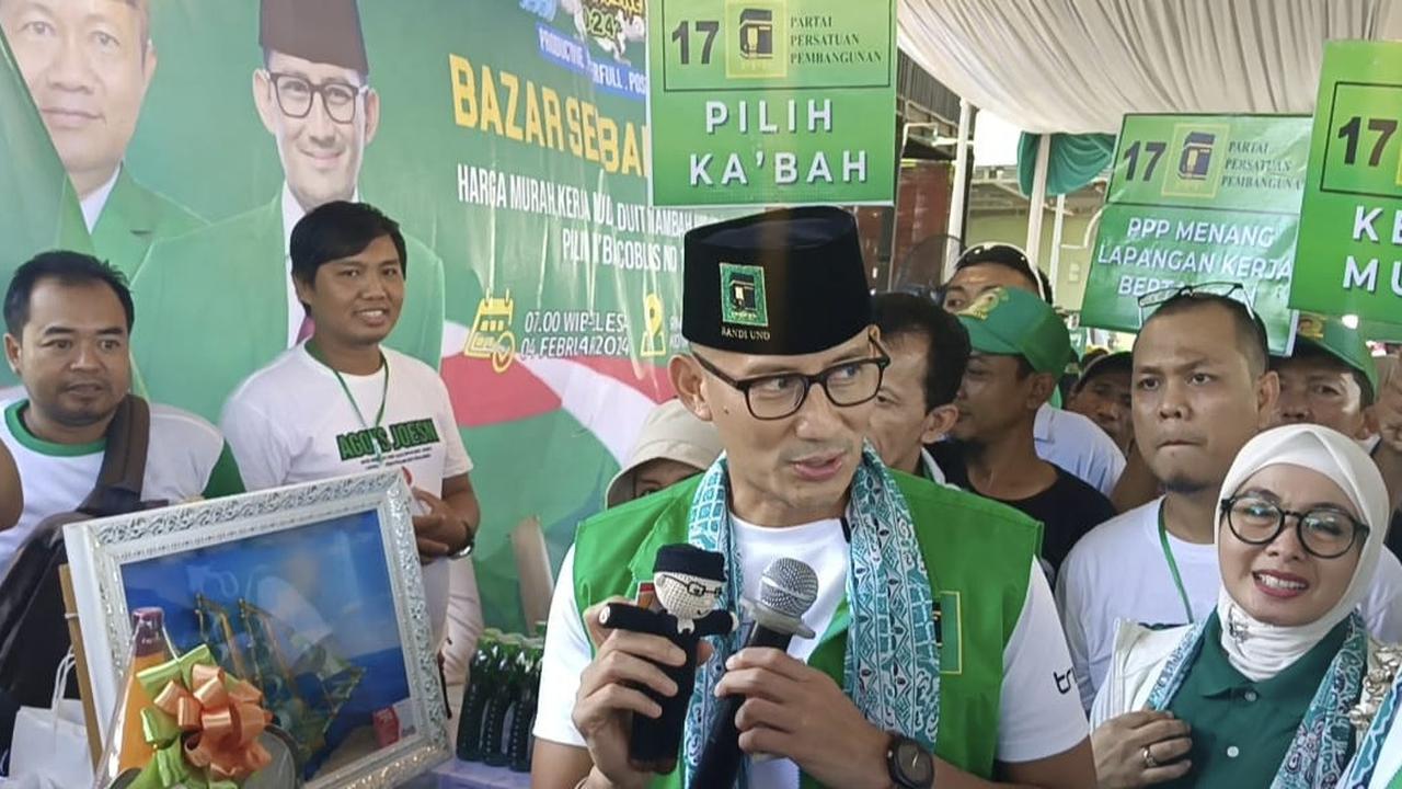 Sandiaga Uno berkampanye di Pekalongan, Jawa Tengah, Minggu (4/2/2024)