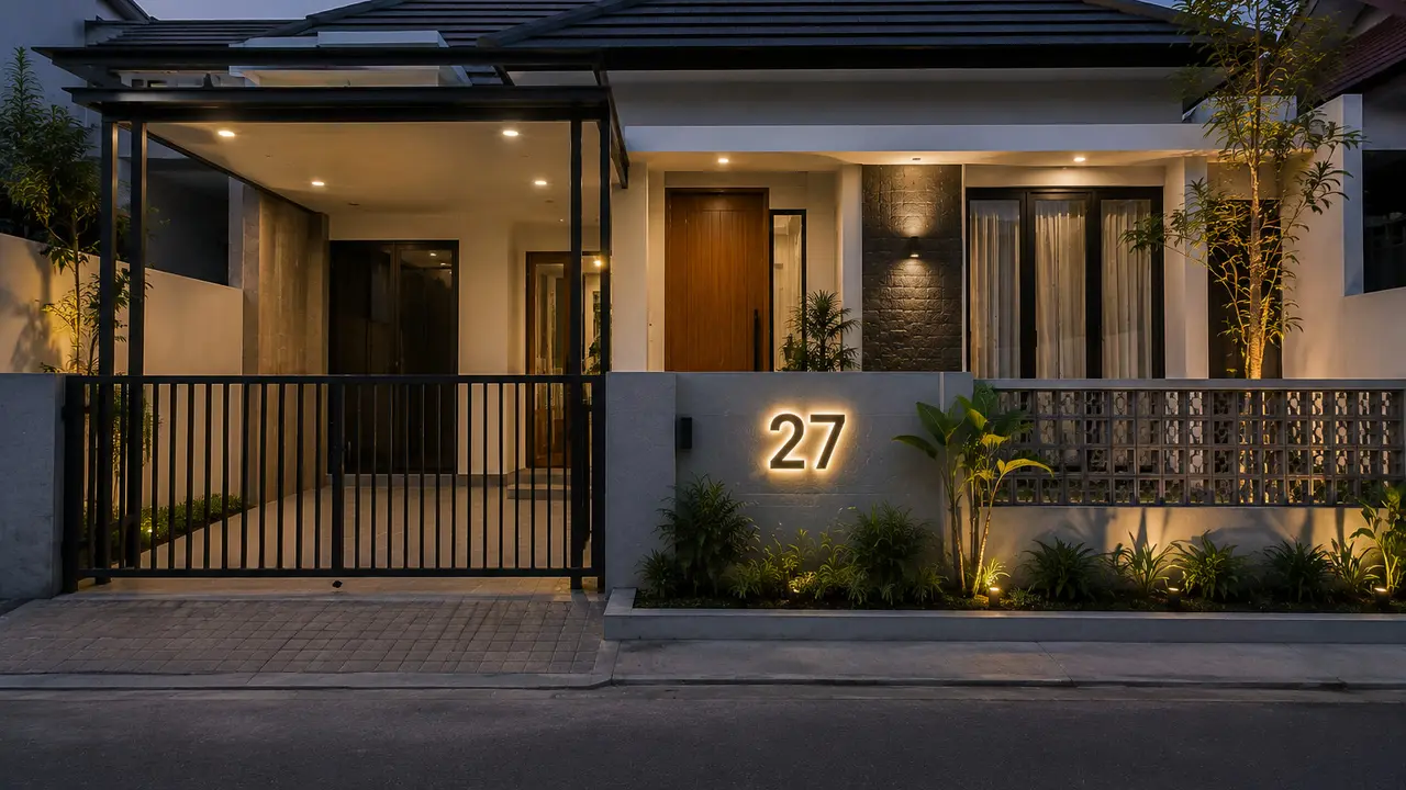 6 Model Nomor Rumah Berlampu LED, Estetik dan Mudah Terlihat Saat Malam Hari
