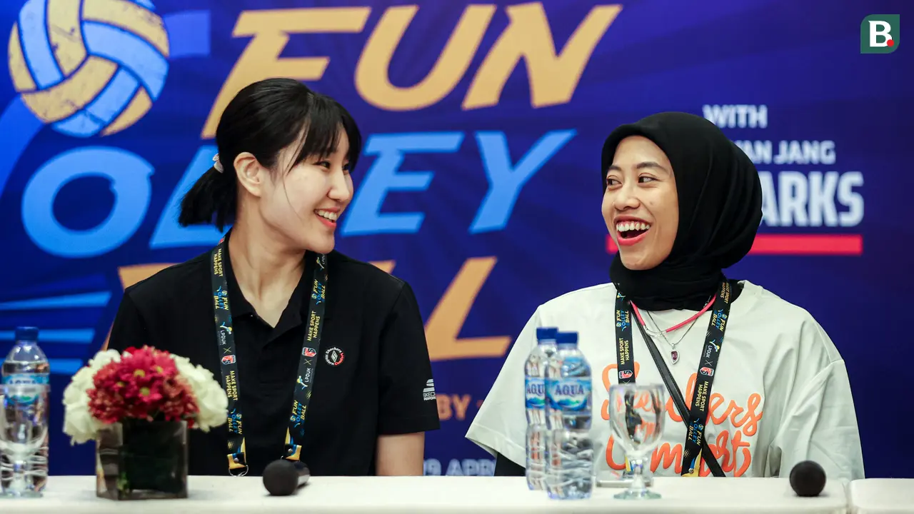 Foto: Tingkah Usil Megawati dan Setter Andalan Red Sparks saat Konferensi Pers Jelang Laga Fun Volleyball 2024