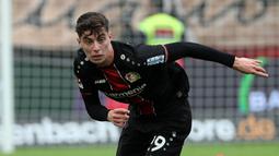 Kai Havertz (81 juta euro) - Gelandang berusaia 20 tahun milik Bayer Leverkusen ini memiliki harga pasaran transfer 81 juta euro. Havertz menjadi pemain kedua yang memiliki harga pasar termahal di Bundesliga. (AFP/Hasan Bratic)