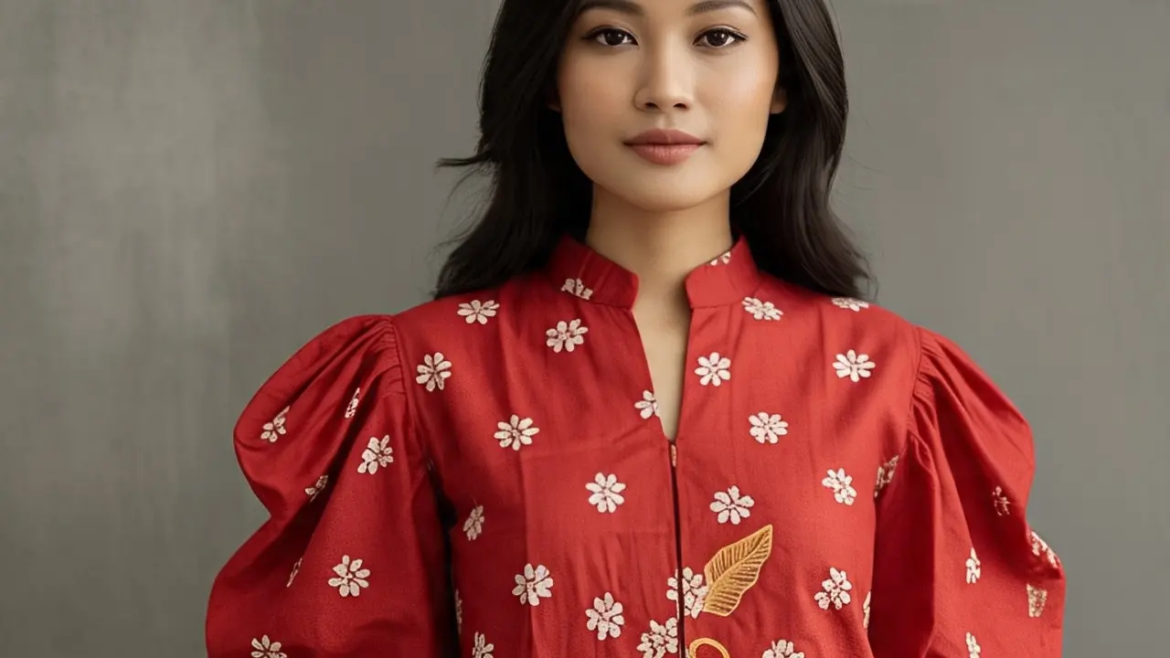 Baju Batik Lengan Kerut. (Liputan6.com/MetaAI)