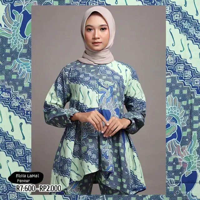 Gamis Batik Kombinasi Polos untuk Remaja