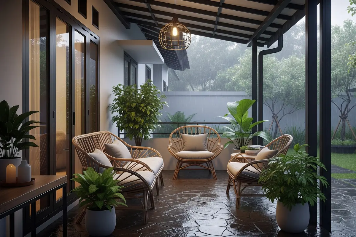 Inspirasi Teras Nyaman untuk Menikmati Hujan di Rumah/Gemini AI
