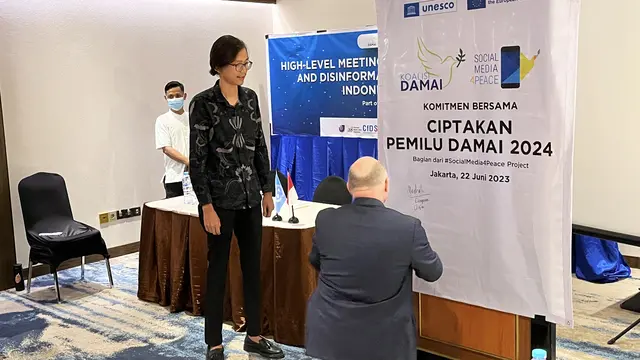 High Level Meeting Combating Hate Speech and Disinformation Ahead of the 2023 Indonesia Election sekaligus memperkenalkan Koalisi Damai. (UNIC)
