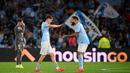 Pada menit ke-51, Celta Vigo berhasil menyamakan kedudukan berkat gol Willot Swedberg (tengah). (MIGUEL RIOPA/AFP)