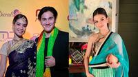 Potret selebriti Tanah Air tampil menawan dengan pakaian India di acara Diwali. (Sumber: Instagram/@vinogbastian__/@ralineshah)