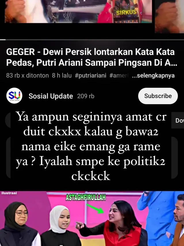 Akun YouTube yang diduga menyebar fitnah terhadap Dewi Perssik (Instagram Stories)