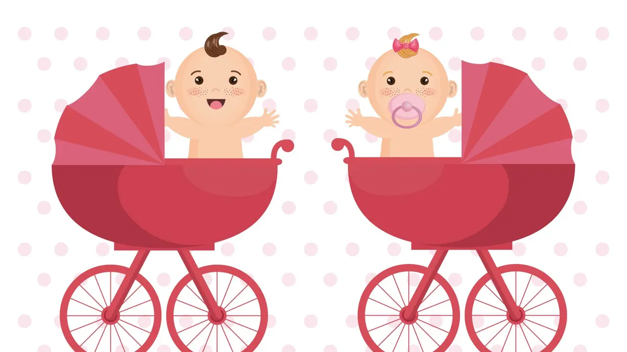 Ilustrasi bayi kembar laki-laki dan perempuan