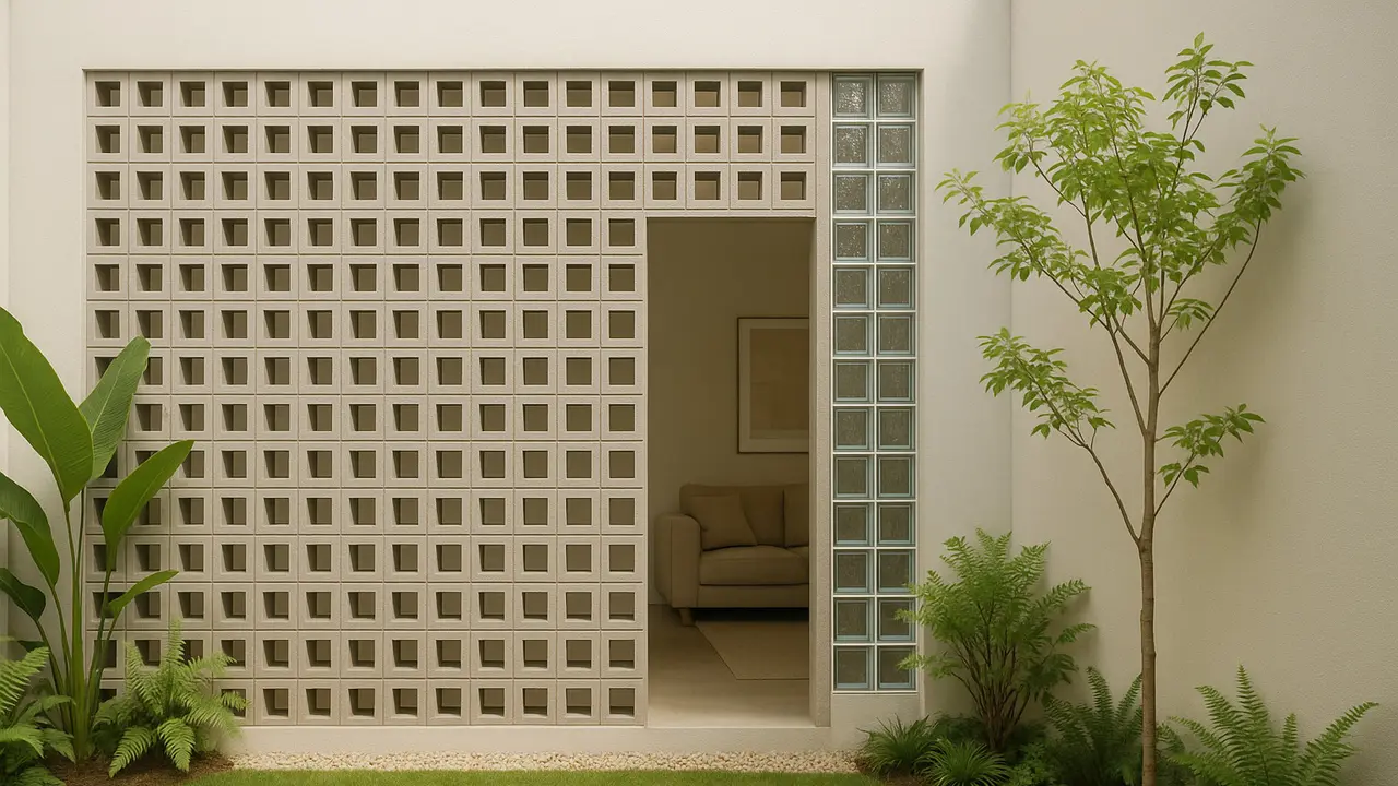 Model Rumah Minimalis Kombinasi Roster dan Glass Block (Foto: ChatGPT)