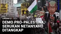 Aksi pro-Palestina di Manhattan, New York, Amerika Serikat, mengecam perang di Gaza dan menyerukan penangkapan Perdana Menteri Israel Benjamin Netanyahu setelah pidatonya di Sidang Umum PBB.
