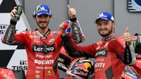 Duo Ducati, Pecco Bagnaia dan Jack Miller pada kualifikasi MotoGP Aragon. (LLUIS GENE / AFP)