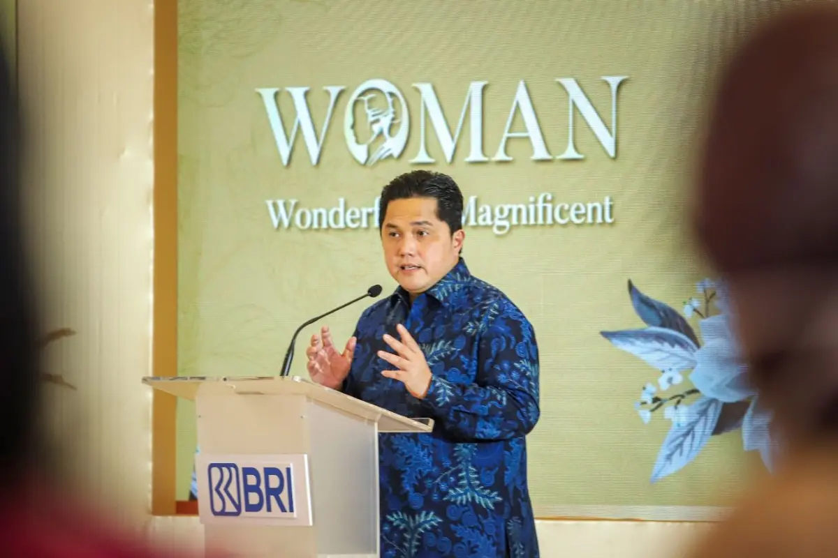 Menteri BUMN RI Erick Thohir hadiri peringatan Hari Kartini yang diselenggarakan BRI yang bertajuk Woman (Wonderful & Magnificent). (Dok BRI)
