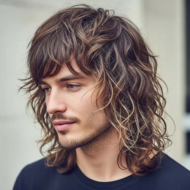 Model Rambut Pria Panjang Bergelombang (Image by Gemini AI)