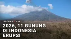 Sepanjang 2026, ada 11 gunung api di Indonesia yang mengalami erupsi. Abu vulkanik, mengganggu sejumlah aktivitas.