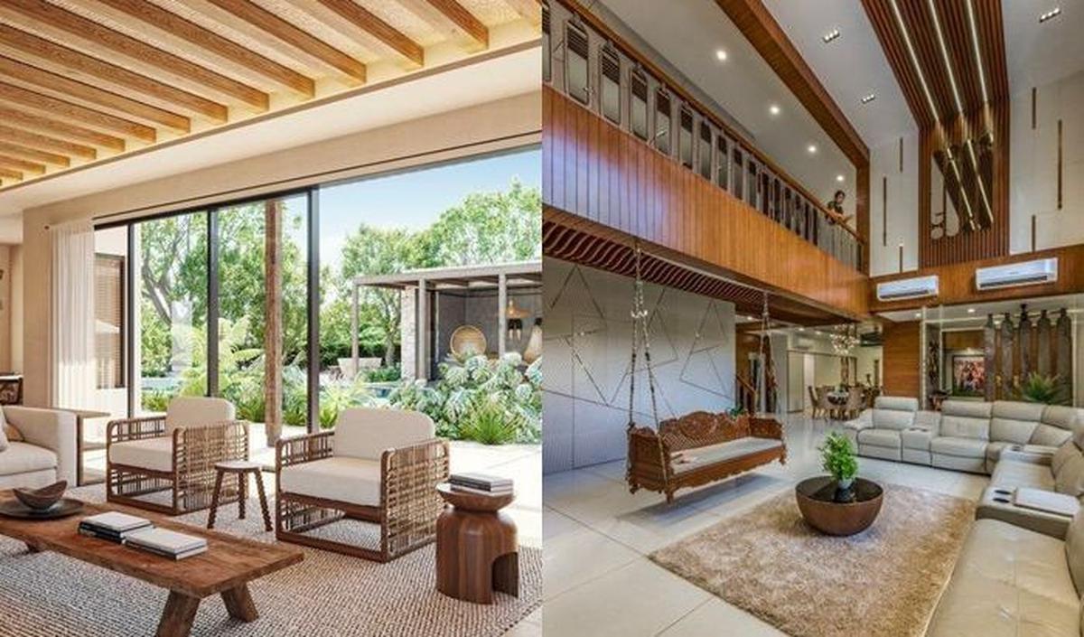 6. Rumah Tropis Modern dengan Sentuhan Interior Kayu