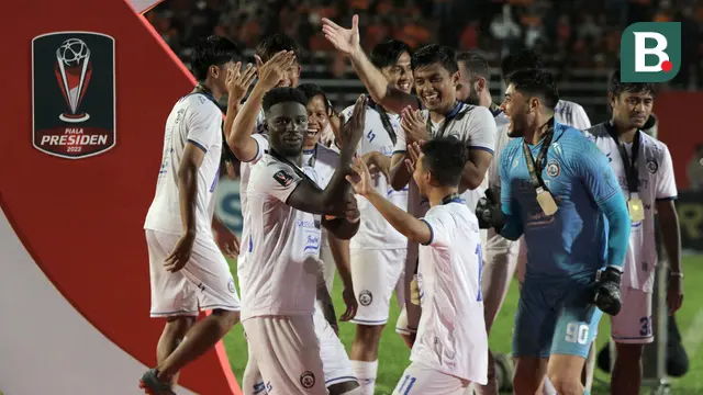 Foto: Luapan Kegembiraan Pemain Arema FC usai Jadi Juara Piala Presiden 2022