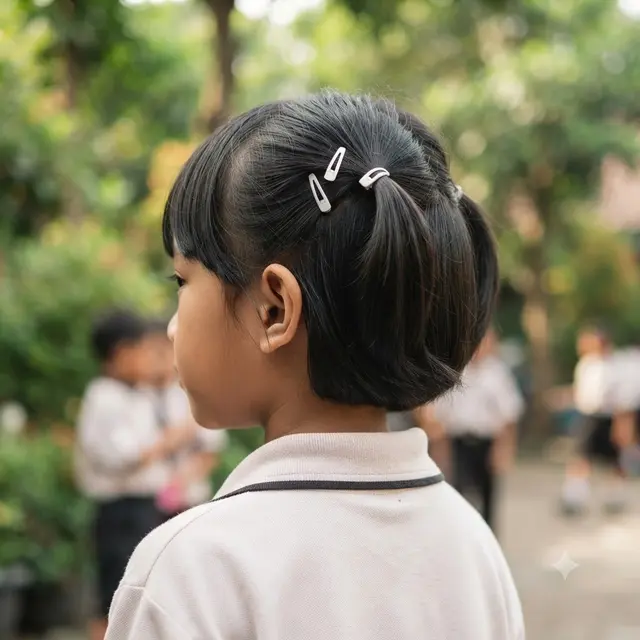 Model Kuncir Rambut Anak Sekolah untuk Rambut Pendek