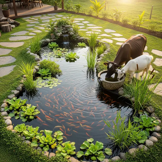 Kolam Ikan Mini di Pekarangan Rumah yang Airnya Bisa untuk Minum Ternak (Gemini AI)