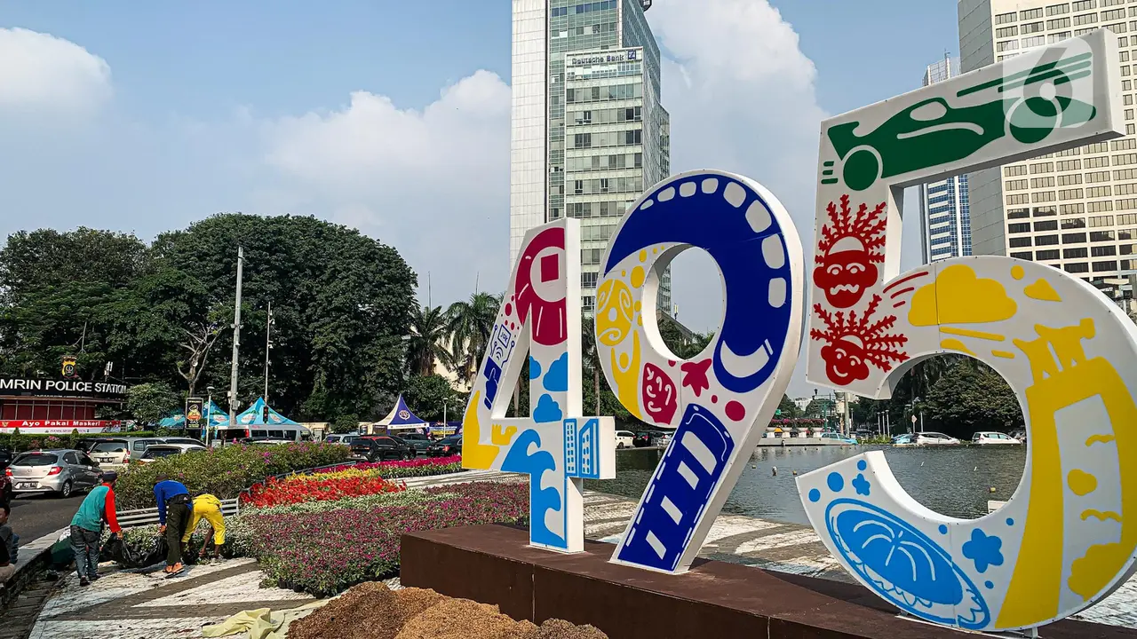 Dekorasi Jakarta Hajatan 495 di Bundaran HI