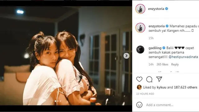 Enzy Storia rindu Hesti Purwadinata yang kini sedang jalani penyembuhan karena terpapar Covid-19
