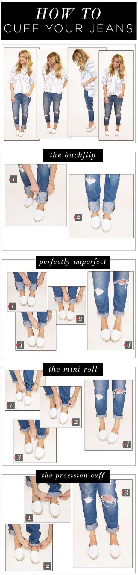 Tips menggulung ujung celana jeans./Copyright fashioninfographics.com