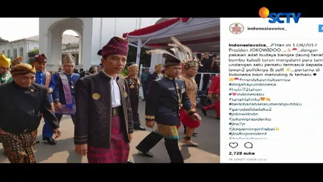 Perhatian warganet di HUT ke-72 RI kali ini tertuju pada pakaian adat Presiden Jokowi yang mengenakan pakaian adat khas Kalimantan.