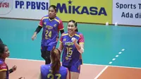 Selebrasi pemain Jakarta Electric PLN, Yolla Yuliana setelah mencetak angka saat menghadapi Jakarta Popsivo Polwan pada laga seri keempat putaran pertama PLN Mobile Proliga 2024 di GOR Tri Dharma Petrokimia, Gresik, Jawa Timur, Kamis (16/5/2024). Jakarta Electric PLN kalah 1-3 (23-25, 21-25, 25-19 dan 15-25). (Dok. PBVSI)