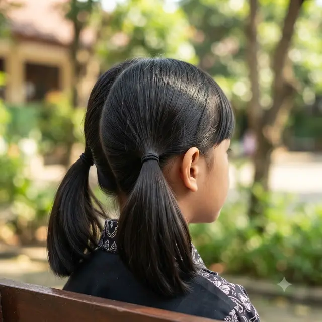 Model Kuncir Rambut Anak Sekolah untuk Rambut Pendek