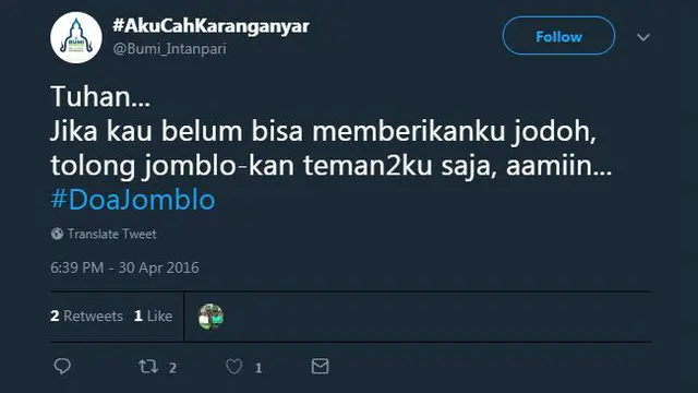 Alih-alih serius, cuitan 'doa jomblo' berikut ini malah bikin ngakak karena kocak.