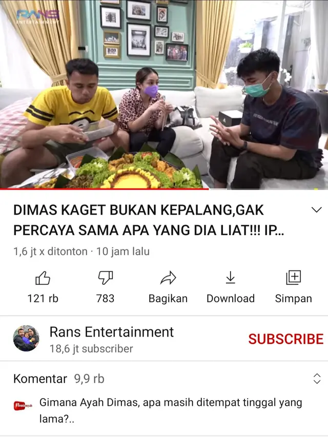 Raffi Ahmad, Dimas Ahmad, dan Nagita Slavina. (Foto: YouTube RANS Entertainment)