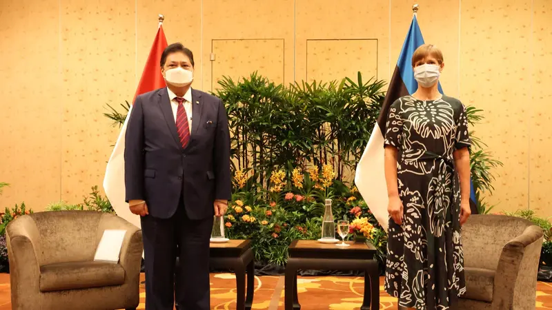 Menteri Koordinator Bidang Perekonomian Airlangga Hartarto bertemu dengan Presiden Estonia Kersti Kaljulaid. Dok Kemenkoperekonomian