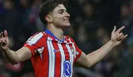 Julian Alvarez merayakan gol pada laga Athletic Bilbao vs Atletico Madrid di pekan ke-26 La Liga 2024/2025 (c) Ofisial X LALIGA
