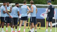 Sesi latihan Timnas Inggris di Palm Beach Gardens, Florida pada 9 Juni lalu jelang berlaga di Piala Dunia 2026. (Richard Pelham / GETTY IMAGES NORTH AMERICA / Getty Images via AFP)
