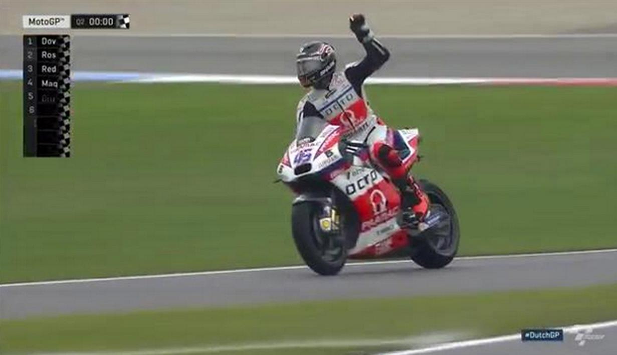 Scott Redding dari tim Octo Pramac Yakhnich menempati posisi ketiga kualifikasi MotoGP Assen dengan catatan waktu 1 menit 46,312 detik. (Bola.com/Twitter/MotoGP)