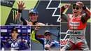 Berikut ini klasemen sementara MotoGP 2018 hingga GP Catalunya, Spanyol. Valentino Rossi terus bayangi Marc Marquez. (Kolase foto-foto dari AP-AFP)