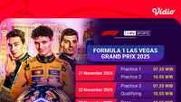 Saksikan dan Nonton F1 GP Las Vegas Grand Prix 2025, Tayang Eksklusif di Vidio