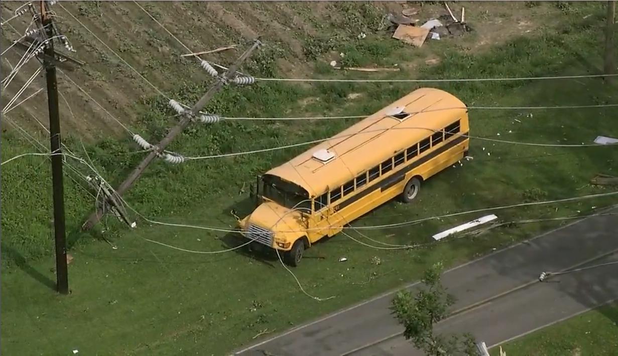 Ini adalah tornado EF3 kedua kalinya pada bulan Juli di negara bagian Carolina Utara, menurut NWS.(WTVD via AP)