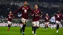 Pada menit ke-90, Duvan Zapata kembali mencetak gol ketiga untuk Torino. (Fabio Ferrari/LaPresse via AP)