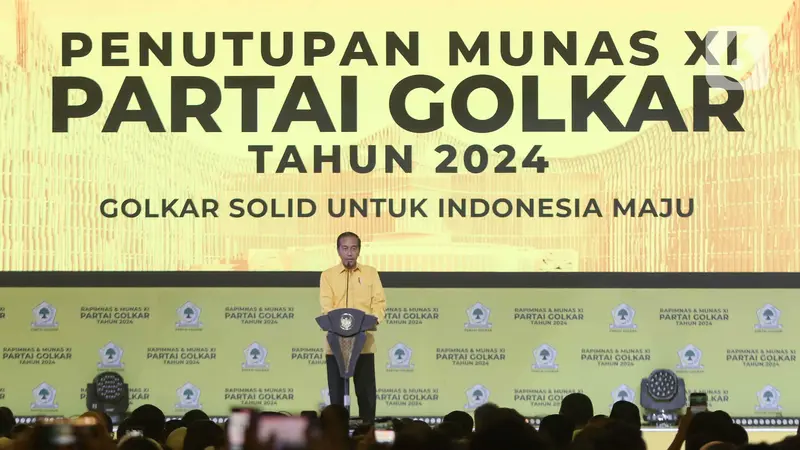 Berkemeja Kuning, Presiden Jokowi Hadiri Penutupan Munas XI Partai Golkar