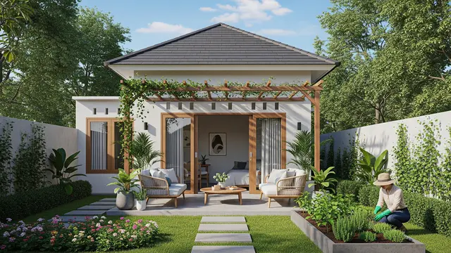 Contoh Rumah Kecil Sederhana untuk Ibu Rumah Tangga yang Suka Berkebun/Gemini AI