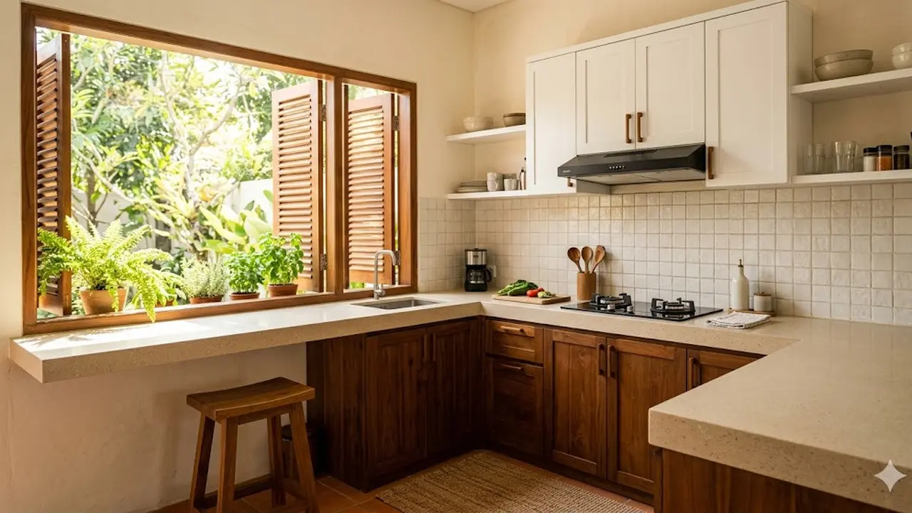 Desain Dapur Kecil di Rumah Menghadap Barat agar Tidak Panas