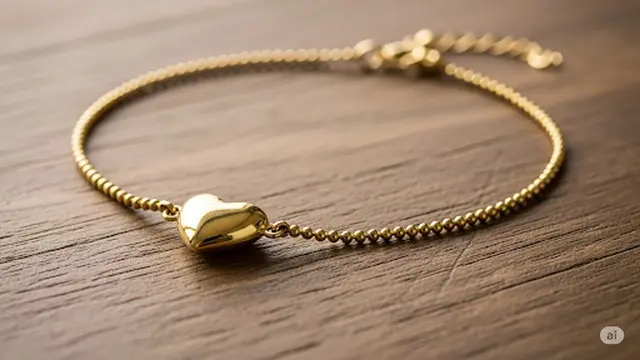 Gelang Rantai Beads dengan Liontin Hati